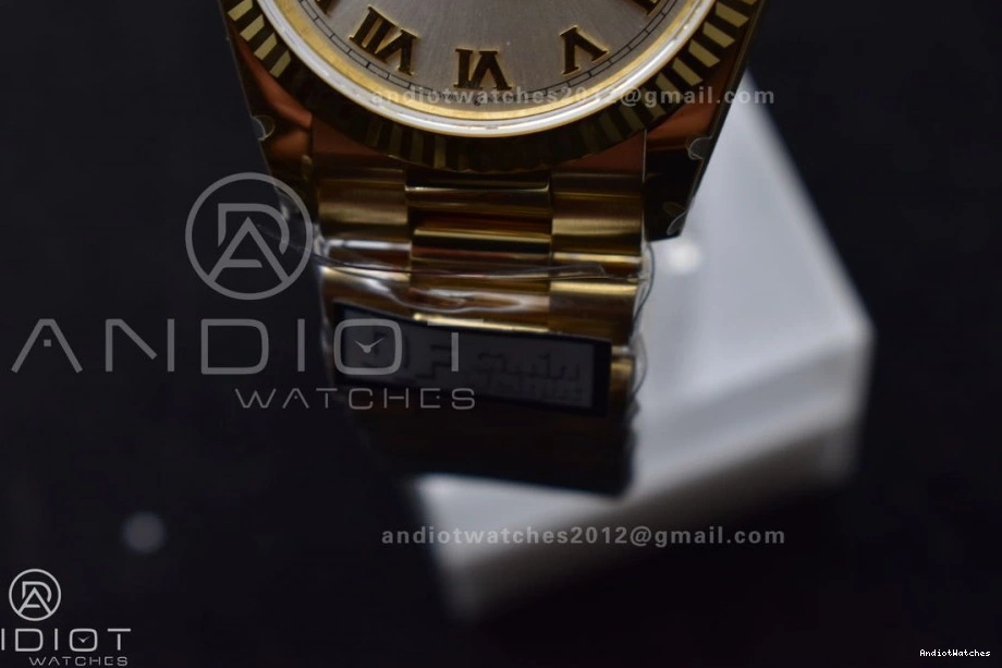 Steel President 904L Durable V5 (Gain QF Edition vr3255 Weight) DayDate 699 on 36 Roman Bracelet Best Silver Dial with YG Markers 0207